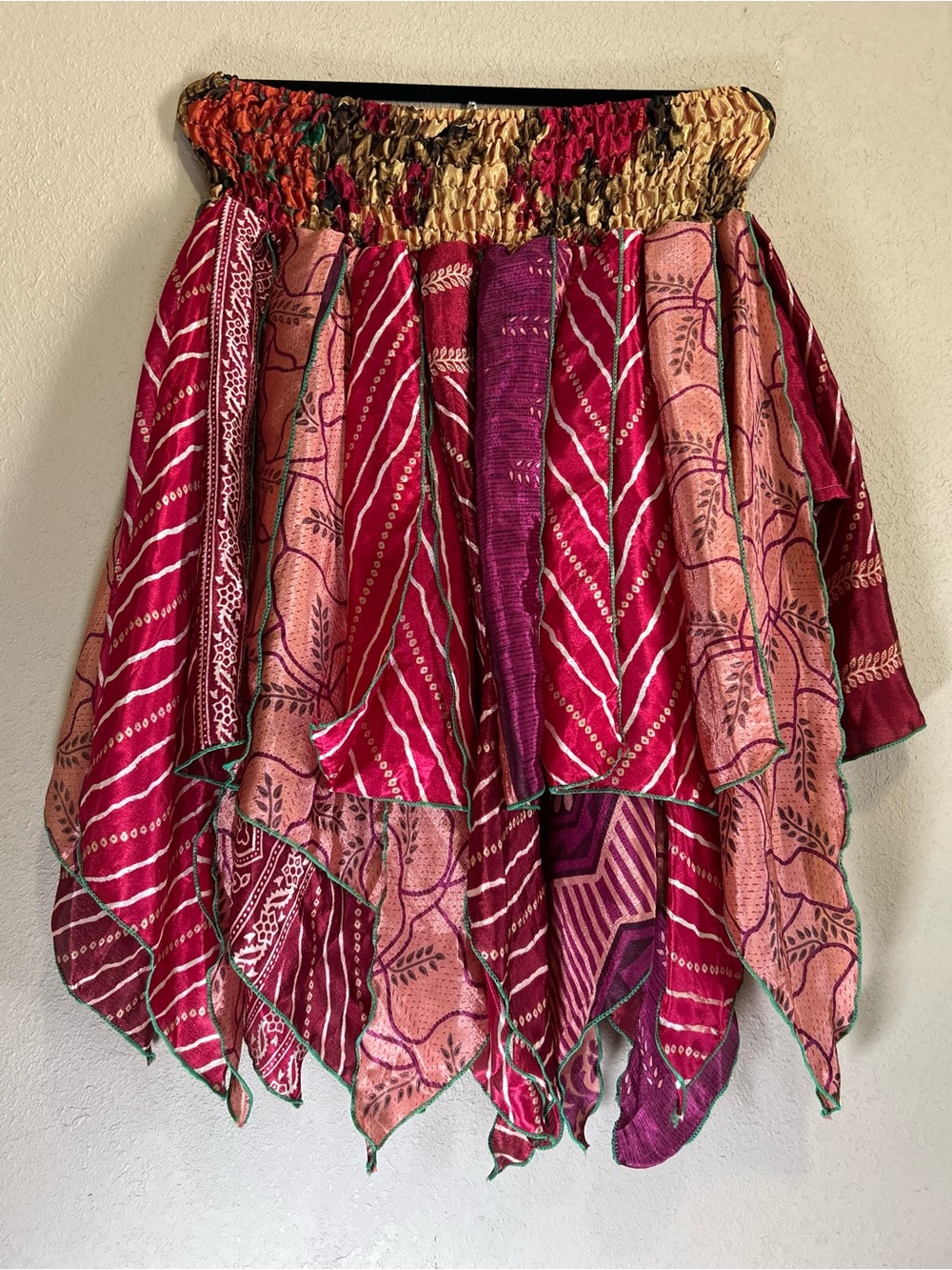 Asymmetrical Handkerchief Hem Skirt in Pink & Blush